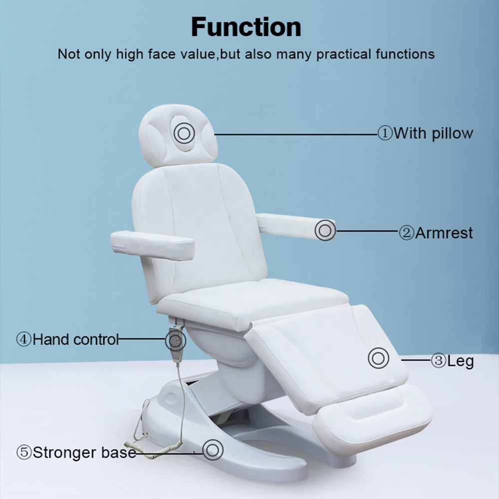Luxury Premium White Electric Massage Table Facial Bed and Stool
