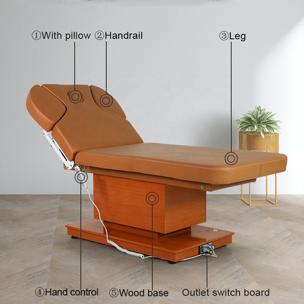 Luxury Beauty Spa Salon Furniture Cosmetic Facial 3 Electric Motor Full Body Physiotherapy Treatment Table Massage Bed