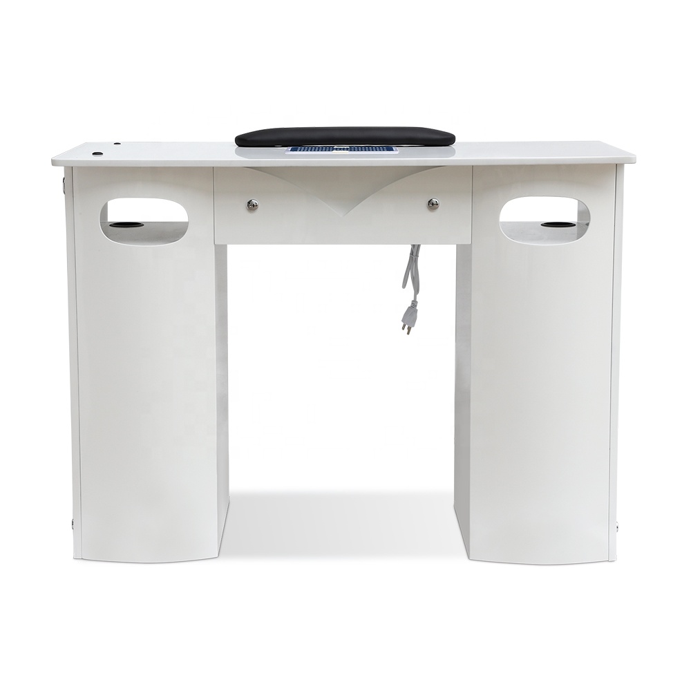 White Manicure Table Nail Desk Station with Drawers - Kangmei