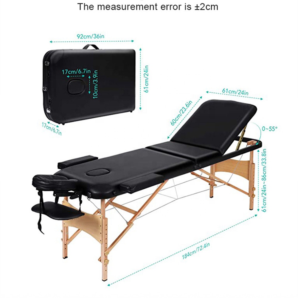 Light Weight Portable Wood Massage Treatment Table Couch Spa Facial Bed