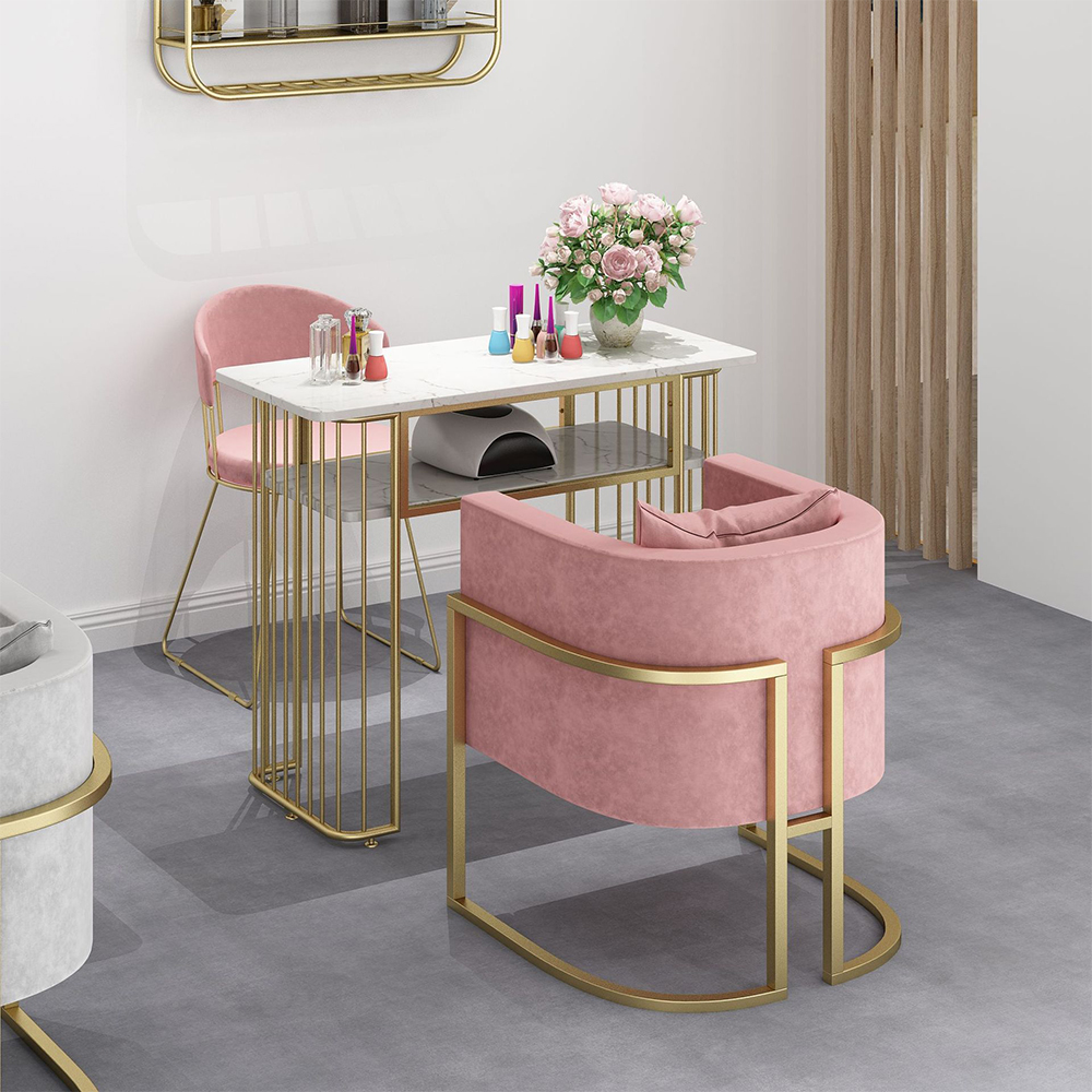Modern Luxury Pink Manicure Table Nail Tech Desk Station - kangmei