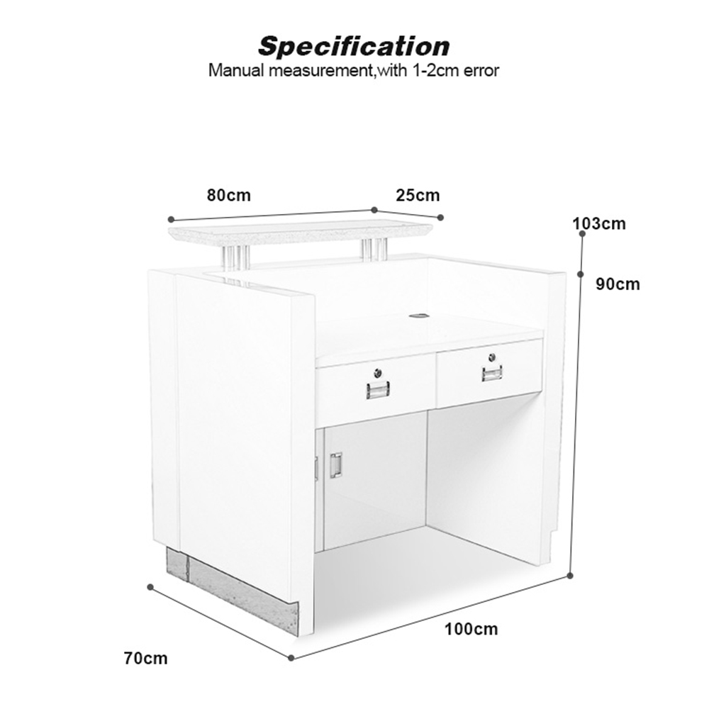Nail Salon Reception Desk Table with Glass Display Front - Kangmei