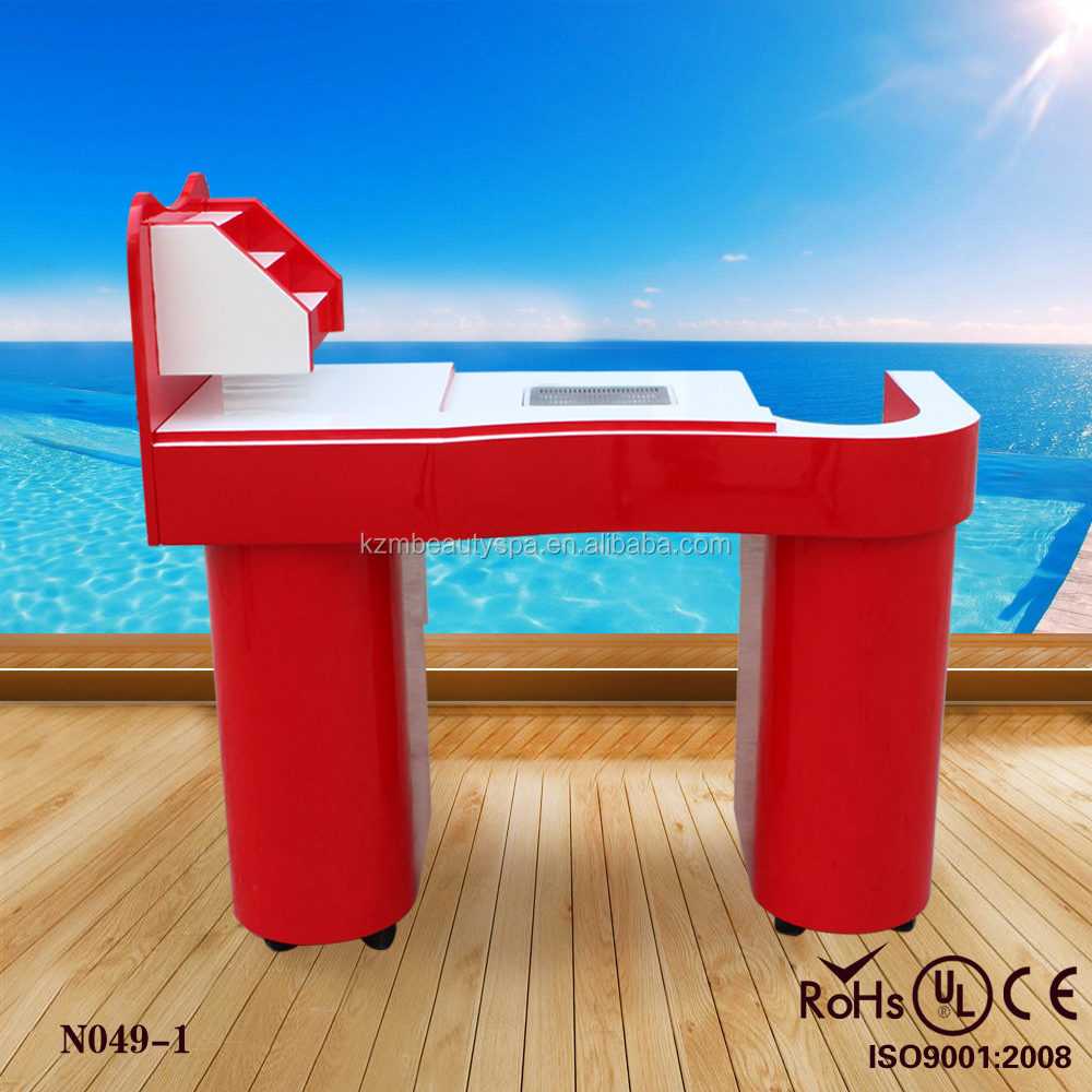 2018 Kangzhimei wholesale modern nail salon red and white nail manicure table N049-1