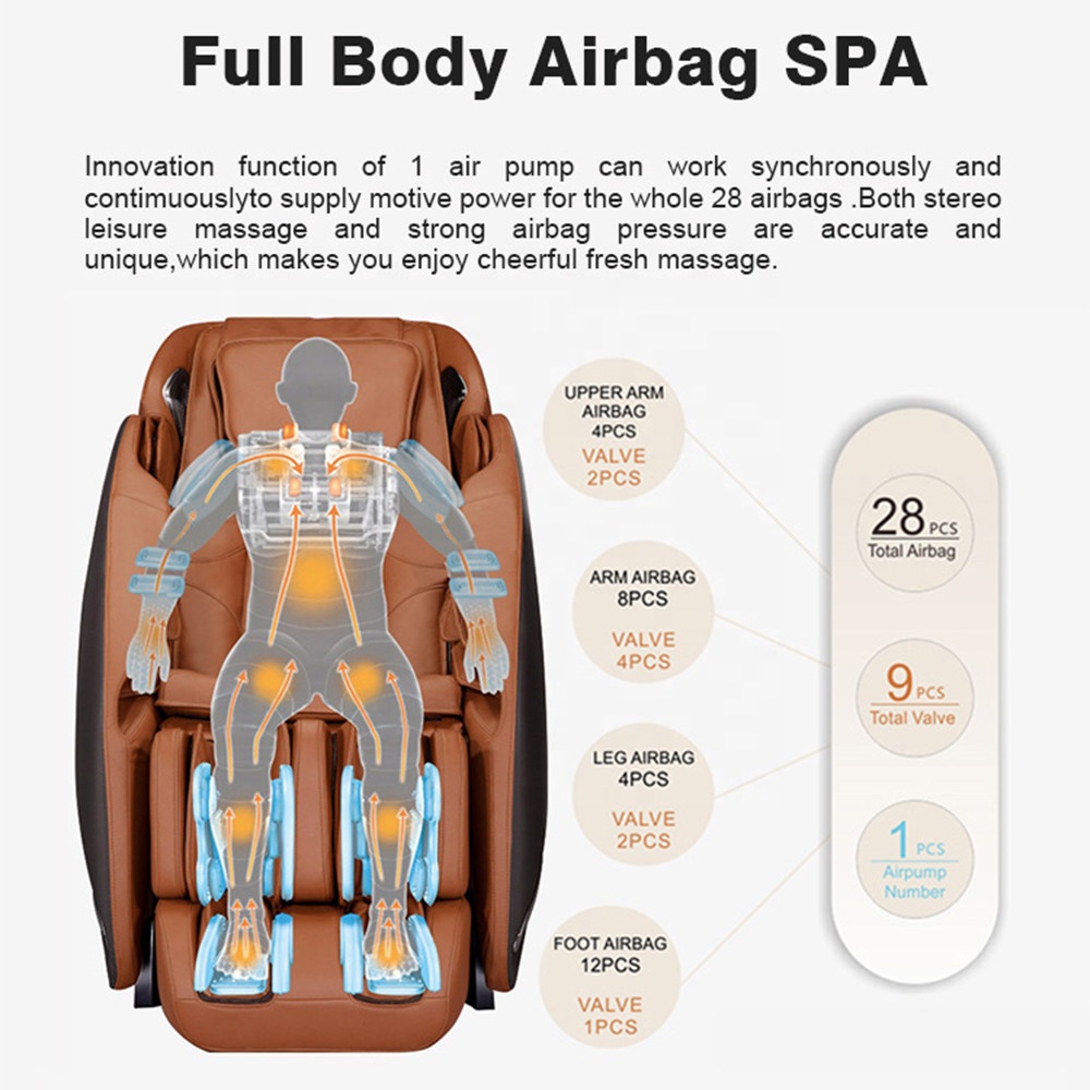 Modern Brown Leather Full Body Zero Gravity Shiatsu Massage Chair