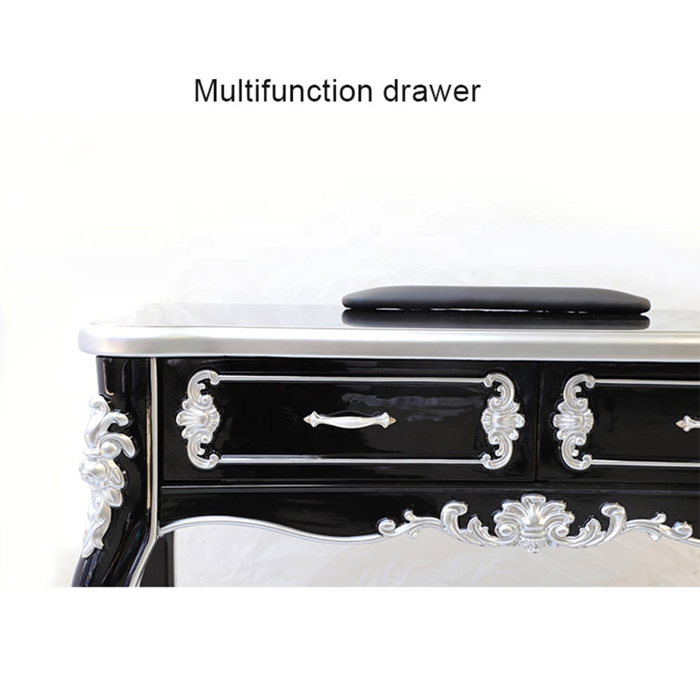 Kangmei French Luxury Modern Style Beauty Nail Spa Salon Furniture Black Nail Station Manicure Table