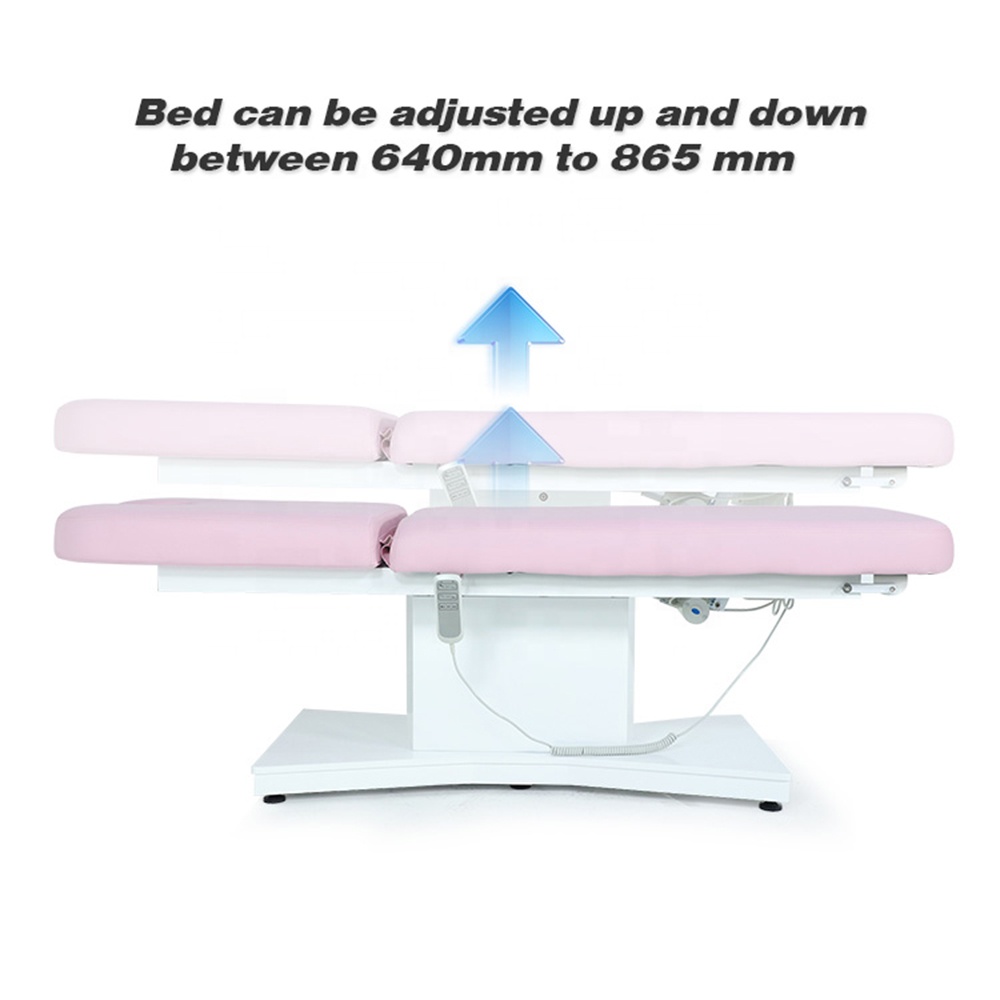 Electric Massage Couch Adjustable Pink Spa Table Beauty Bed