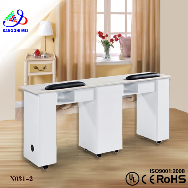 N031-2 With Double Cabinet On Wheels Popular Beauty Spa Furniture Nail Table Manicure Table