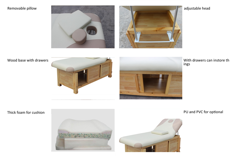 Thai Massage Therapy Treatment Table Spa Facial Bed with Storage
